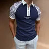 Hommes Polos Mode Personnalité Imprimé À Manches Courtes T-shirt D'été Revers Zipper Clash Couleur POLO Chemise Casual Slim Streetwear Porter 230614