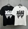Herr t-shirt designer dsq bröst bokstav logotyp skalle färg block graffiti mode par tshirt lös svartvit toppstorlek m-3xl