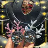 ジュエリーポーチカー車両に取り付けられたアントラー鹿ホーンクリエイティブダイヤモンドインセットベントクリップインテリア装飾品