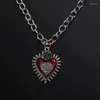 Pendant Necklaces Retro Gothic Hip-hop Y2k Jewellery Heart Flower Necklace An Arrow- Pierced The Adjustable Clavicle Chain