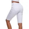 Pantaloncini da donna Jeans estivi da donna a vita alta slim lunghi bianchi e blu da donna casual skinny al ginocchio