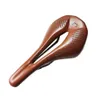 自転車サドル2023 Taozik Brown Imitation Leather Hollow Brousy Light Weight Racing Saddle自転車シート230614