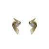Studörhängen Ponykiss Trendy 925 Sterling Silver Spiral Zircon 14K Guld för kvinnor Punk Fine Jewelry Design Gift Drop
