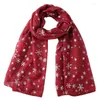 Scarves Christmas Snowflake Printing Lady Scarf Fashion Holiday Gift Woman Cotton Blends Shawl Wrap Thin Ventilate 180-70cm