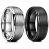 Alianças de casamento clássicas 8mm de tungstênio para homens, superfície de aço inoxidável escovado para mulheres, banda, casais, joias, acessórios, atacado