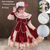 Mädchen Kleider 1 bis 12 Jahre Baby Herbst Langarm Prinzessin Lolita Kleid Ballkleid Bedruckte Schleife Vintage Vestidos Kinder Party Kostüm