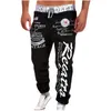 Herrbyxor herr hip hop casual jogging brev tryck sport gym fitness smal fit baggy byxor sportkläder svettbyxor jogger tracksuit