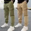 Trousers Boys Cargo Pants Winter Autumn Thick Casual Kids Sport Teenage Children Clothes for 411Year 230613