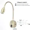 Wall Lamp 3W LED Flexible Reading Light 85-265V Lotus Shape Wall/Bedside Spot Rotation Arm Switch For Bedroom/el Bronze