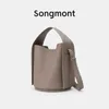 Songmont Ear Series Bucket Women's Crossbody One Shoulder Trendy New Top Layer Cowhide Large Capacity Commuter Bag Simple style