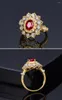 Cluster Rings 14K Gold Ruby Ring For Women Fine Anillos De Red Gemstone Jewelry Anel Females TRENDY Origin Stone Yellow