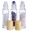 Diffuseur d'huiles essentielles 10 ml en verre transparent sur flacons de parfum avec pierre de quartz en cristal naturel broyé, boule de cristal en bois Grai Ttak