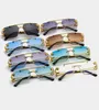 Lunettes de soleil de designer Fashion Metal Leopard Lunettes de soleil sans monture Double Bridges Gradient Ocean Film Shades UV400