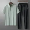 Survêtements pour hommes 2023 été polo pantalon pantalon pour hommes ensemble deux pièces noir gris survêtement hip hop streetwear course vêtements de sport