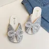 Slipper Bow Bling Girls Fashion Slippers Crystal Outdoor Slippers For Children Flats Pu Anti Slip Soft Kids Summer Princess Shoes 230613