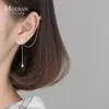 Ear Cuff Modian Fashion 925 Sterling Silver Sweet Romantic Flower Tassel Long Chain Clips Earrings for Women Fine Jewelry No Pierced Ears 230614