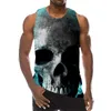 Mannen Tank Tops Mannen Schedel Grafische Tanks Zomer Mouwloze Vlam Skeleton 3D Gedrukt Mannelijke Straat Vest Horror Stijl plus Size 6XL