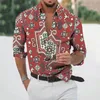 Mens Casual Shirts Retro Ethnic Tribal Aztec Pattern Lapel Long Sleeve Camisa Masculina Relaxed Fit Button Up Shirt Blouse 230614