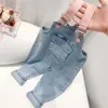 Kleidung Sets Nette Baby Frühling Kleidung Set Puff Sleeve Shirt Denim Overalls 2 stücke Anzüge Süße Mädchen Mode Strampler Boutique kinder