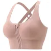 Femmes Shapers femmes avant fermeture éclair soutien-gorge couleur unie sous-vêtements confort respiration réunies dames brassière entraînement haut de forme physique