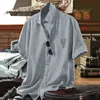 Mense Casual Shirts Summer Orange Shirt Men Cotton Linen Spring Short Sleeve Slim Simple Solid Blouse Loose Stilig Tee 230614