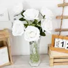 Fleurs séchées 1pc / 5pc belle soie artificielle rose mariage maison table décor long bouquet organiser fausse plante cadeaux de la Saint-Valentin