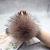 Lusso 15 cm Fluffy Real Fox Fur Ball Pom Poms Pelliccia Pompon Palla Portachiavi di alta qualità Portachiavi Anello in metallo Ciondolo per le donne F281 AA242B