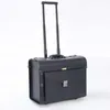 Koffers letrend zwart pu lederen rollende bagagekoffer wielen 18 inch carry on trolley piloot reistassen