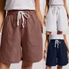 Women's Shorts Solid Casual Drawstring Frenulum Women's Fashion Pockets Pants Womens Tops Short Sleeve Women Athletic Long