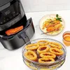 1pc/1set Airfryer-accessoires, drielaagse ronde grill, stoomrek, roestvrijstalen 8-inch stapelbaar rek, keukenaccessoires