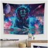 Tapestries Magical Animal Wolf Lion Cat Forest Tryckt Tapestry vägg hängande dekorativ bakgrundduk för sovsal Living Rom Garden DHVX5