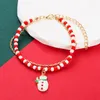 Charm Bracelets Fashion Bead Christmas Bracelet Women Men Ethnic Alloy Handmade Cute Cartoon Santa Claus Party Gift Jewelry Wholesale