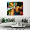 Textured Handmade Oil Painting Cityscapes Canvas Art Before The Sunrise Modern Dining Room Decor