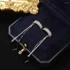 Brincos traseiros Clipe em forma de C para mulheres Zircão brilhante com borla longa Ear Cuff sem piercing Brinco de cartilagem falsa Jóias da moda