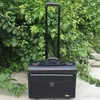 Resväskor Letrend Black Pu Leather Rolling Bagage Suitcase Wheels 18 tum.