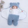 Sovsäckar nyfödda pojkar flickor filtar plysch swaddle wrap fluffy fleece väska mjuk sängkläder