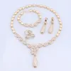 Dubai Gold Color Nigerian Crystal Necklace Bracelet Earrings Ring Women Italian Bridal Jewelry Sets Wedding Accessories