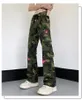 Jeans pour hommes Pantalon Cargo Hommes Sauvage Camouflage Broderie Y2K Hip Hop Droite Version Coréenne 2023 Streetwear