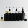 Quatily Empty Frost Black Square Flat Glass Bottles With Aluminum Dropper 1oz Glass Dropper Container 12 x 30ml Classic