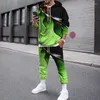 Tute da uomo Stampato in 3D Moda Autunno Girocollo Maglione da uomo Ritaglio Abbigliamento sportivo Felpa con cappuccio casual Pantaloni da jogging 2 pezzi Pullover Set