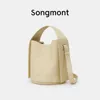 Songmont Ear Series Bucket Feminina Crossbody One Shoulder Trendy New Top Layer Couro Grande Capacidade Mochila Commuter Niche High Sense