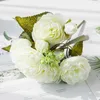 Fleurs séchées en soie Rose artificielle mariage décoration de la maison haute qualité pivoine blanc Bouquet décor de noël fausse fleur