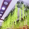 Torkade blommor Wisteria Artificial Vine Wreath Wedding Arch Decoration Leaf Rattan Silk Flower Ivy Wall Decor Plants 230613