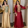 Etniska kläder Abaya för kvinnor Dubai Turkiet Middle East Robe Golden Sequin Dress Jalabiya Marockan Arab Elegant
