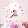 cartoon butterfly flower fairy 50*70cm wall stickers for kids rooms home decor diy wall decals mural art pvc posters gifts