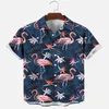 Męskie koszule Flamingo Palm Leaf Short Shirt 3D na całym wydrukowanym hawajskim dla mężczyzn i kobiet unisex