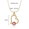 Chains Hollow Heart Evil Red Eye Necklace For Women Vintage Love Pendant Choker Stainless Steel Gold Color Jewelry Collars