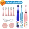 Nuevo cepillo de dientes eléctrico para niños, limpieza sónica, patrón de dibujos animados usb para niños con cabezal de cepillo de repuesto, cepillo de dientes ultrasónico