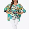 Kvinnors blusar bhflutter 4xl 5xl 6xl plus size skjorta kvinnors randtryck sommar topp t-shirt bat ärm avslappnad chiffong 2023