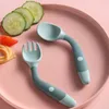 Baby Children Spoon Fork Set Soft Bentable Silicone Scoop Fork Kit Table Tooddler Training Feed Cderkiral redskap
